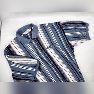 Classiscs By Palmland Vertical Stripe Short Sleeve Polo Shirt 2XL Red White Blue